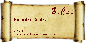 Berente Csaba névjegykártya